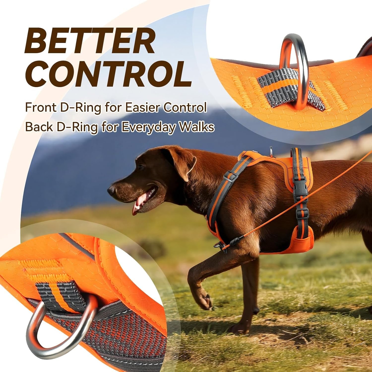 vivaglory-no-pull-dog-harness-vest-harness-l-orange-patterned-with-handle-front-and-back-clip-for-training-pulling-no-pull-escape-proof-padded-adjustable-for-pet-puppy