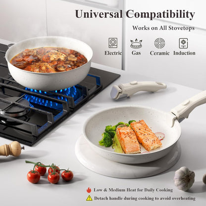 22-Piece Pots and Pans Set Non Stick with Removable Handles, Ceramic Cookware Set, Large-Capacity & Non Toxic, Induction & RV Compatible, Dishwasher Safe, PFAS/PTFE/PFOA Free, White4
