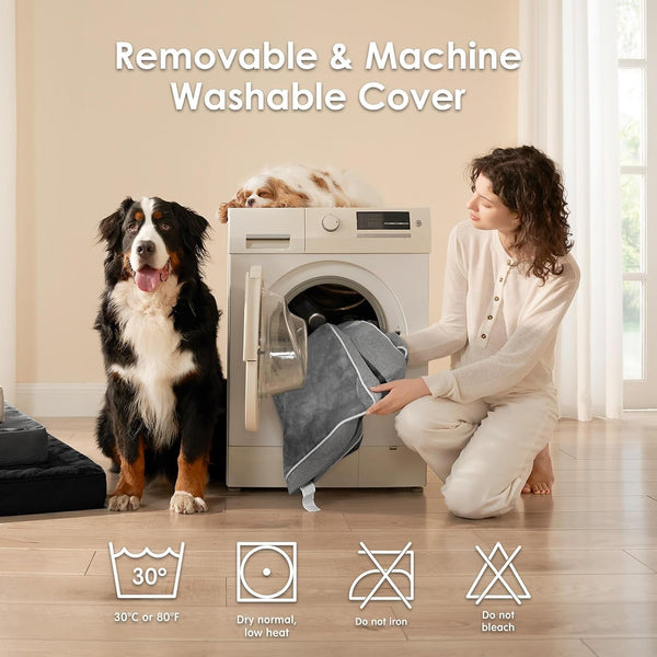EHEYCIGA Medium Memory Foam Dog Crate Bed Washable, 30X20Inch, Grey | High Density Egg Crate Foam, Waterproof Liner, Removable Easy Clean Cover, Non-Slip Bottom, Fits Crate, Floor and Sofa6