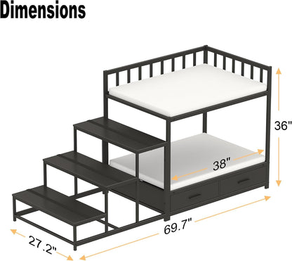 GDLF Dog Bunk Beds for Large Dogs, Dog Bedside Bed with Stairs & Storage, Space-Saving Indoor Pet Furniture2