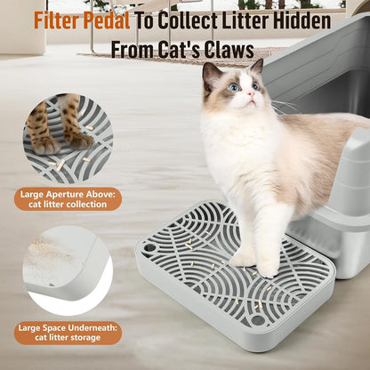 Cat Litter Box Ramp, Litter Box Step Mat with Filter Function Cat Stair for Litter Box, Easy to Clean, 11.8''X 8.2''X 2'' Cats Pedal Step Stool Ideal for Kitten & Elderly Cats (Light Grey)3