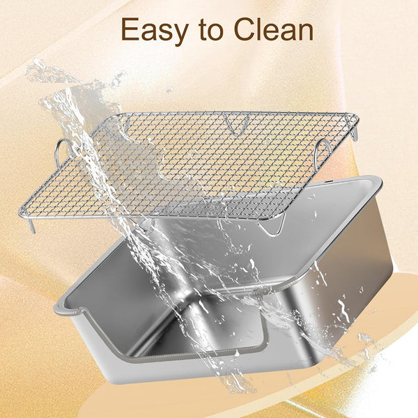 Rabbit Litter Box, Extra Large Bunny Litter Box with 304 Stainless Steel Sifting Tray & Hooks, Rabbit Litter Box, Easy to Clean and Odor Control (17.7" × 13.8" × 5.9")7