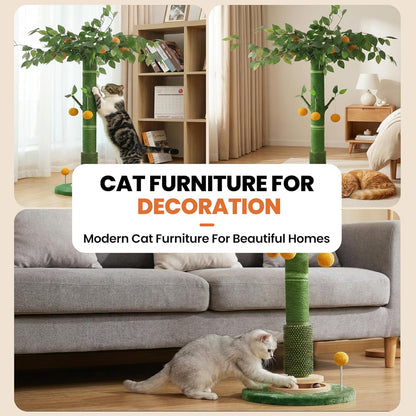 46" Extra Tall Cat Scratching Post for Large Cats, Sisal Rope | Heavy Duty Vertical Sisal Scratcher & Stable Climbing Pole with Hanging Ball, Tall Post for Adult Cats Full Body Stretch6