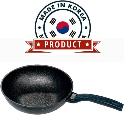 8" Wok Non-Stick Cooking Frying Pan Pot, 5 Layer Marble Coating, Made in Korea2