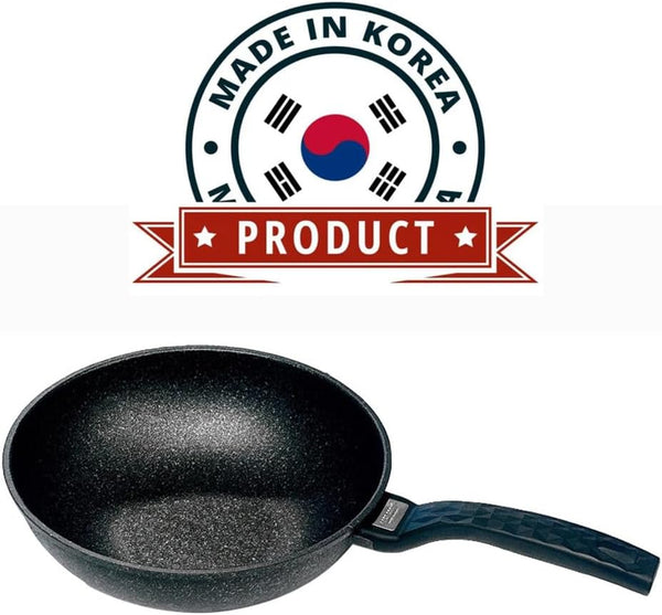 8" Wok Non-Stick Cooking Frying Pan Pot, 5 Layer Marble Coating, Made in Korea2