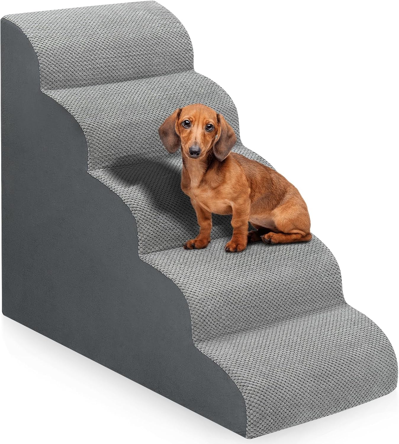 dog-stairs-for-bed-28-7-h-5-step-dog-ramp-non-slip-sturdy-pet-steps-for-small-dogs-cats-to-get-on-high-bed-or-couches-grey