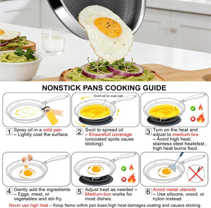 Frying Pans, 12-Inch Hybrid Frying Pans Stainless Steel Skillets, Dishwasher & Oven-Safe, Stay-Cool Handle, PFOA Free Cookware, Compatible with All Cooktops5