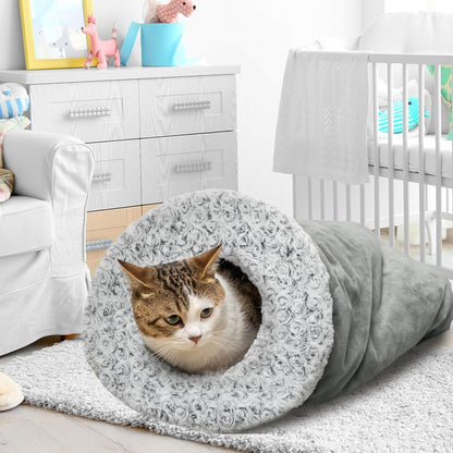 Covered Cat Bed for Indoor Cats, Washable Fluffy Cat Sleeping Bag | Warm Winter Pet Cave Bed for Relax & Play, Cozy Kitten Tunnel Nest for Cold Weather4