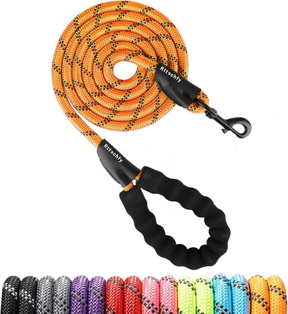 Rttochfy Rope Dog Leash 2/4/5/6/8/10 FT with Comfortable Padded Handle and Highly Reflective Threads for Small Medium and Large Dogs Heavy Duty (1/2"-5 FT, Blue)10
