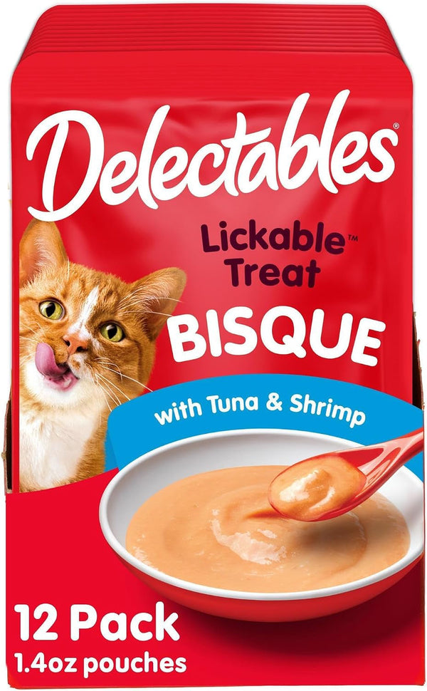 Delectables Bisque Lickable Wet Cat Treats - Chicken, Tuna & Shrimp, 12 Count18