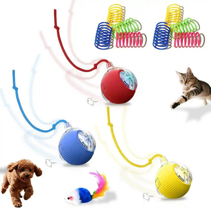 2-Pack USB Rechargeable Smart Cat Toy Ball, 360° Rotation Automatic Moving Chase Toy, Obstacle Avoidance Interactive Play with 4 Spiral Springs, Enrichment Toys for Indoor Cats, Puppies & Small Dogs9