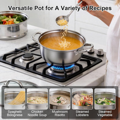 3.2QT Stainless Steel Steamer for Cooking with Food Steamer Basket | Healthy Steaming Pot, Multi-Use Kitchen Cookware, for Vegetables Dumplings Soup and Food Preparation, Daily Kitchen Cooking5
