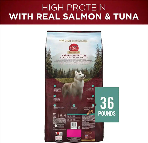 Purina ONE True Instinct with Real Salmon and Tuna Natural with Added Vitamins, Minerals and Nutrients High Protein Dog Food Dry Formula - 36 Lb. Bag10