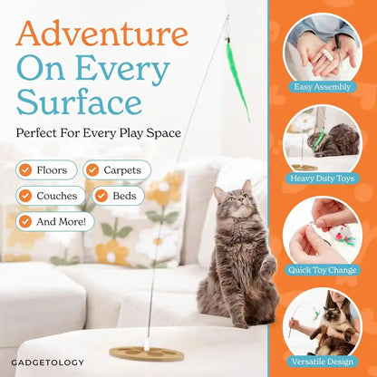 2 Cat Toy + 9 Feather Lures Interactive Cat Toys for Indoor Cats Interactive Kiteen Toys Enrichments for Boared Indoor Adult Cats Kittens Suction Cup Juguetes Para Gatos Teaser Feather Wand6