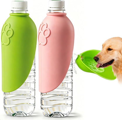 2Pcs Portable Dog Water Bottle Attachment, Slip-On Pet Water Bowl for Walks | Silicone Dog Drink Dispenser, Fits Openings 26Mm+ Water Bottles, Ideal for Daily Hiking & Travel, Quick Rinse & Easy Setup1