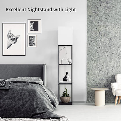 Floor Lamp with Shelves, Standing Lamps for Living Room, Black | 3 CCT LED Bulb Include, 4-Tier Display Bookshelf, 63" Tall Corner Shelf Lamp, Modern Style for Bedroom, Office, Home Decor5