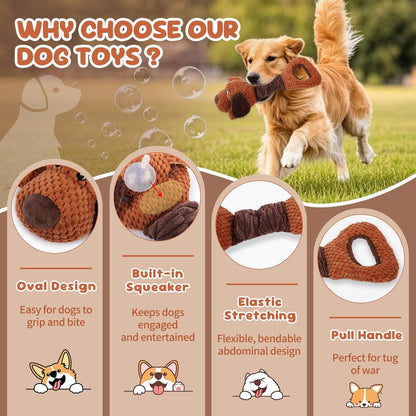 Interactive Tug of War Puppy Toys,Squeaky Pull Toys for Indoor/Outdoor Use Puppy Chew Toys for Teething Plush with Crinkle Paper for Small and Medium3