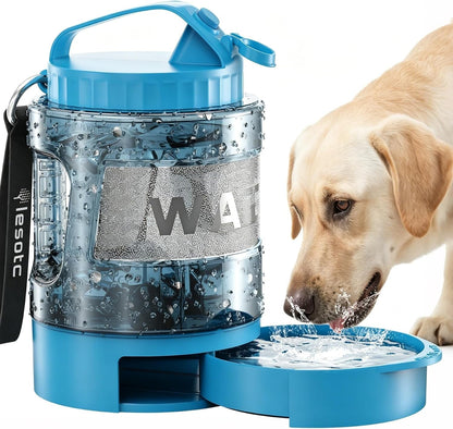 Lesotc Portable Dog Water Bowl Dispenser - 77Oz Travel Water Bottle with Pop-Out Drinking Bowl, No-Spill Design for Camping, Hiking & Car Rides - Keep Your Dog Hydrated Anywhere, Black9
