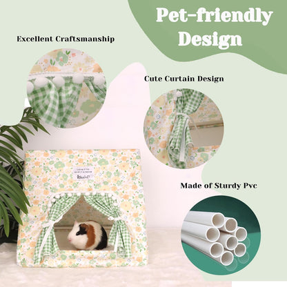 Jenvd Guinea Pig Hideout Large with Curtain, Machine Washable Bunny Hideout | Bottomless Guinea Pig Hide Tent Houses & Habitats, Easy-Clean Small Animal Hideout for Pet Rabbit, Rat, Chinchilla, Squirrel5
