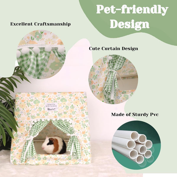 Jenvd Guinea Pig Hideout Large with Curtain, Machine Washable Bunny Hideout | Bottomless Guinea Pig Hide Tent Houses & Habitats, Easy-Clean Small Animal Hideout for Pet Rabbit, Rat, Chinchilla, Squirrel5