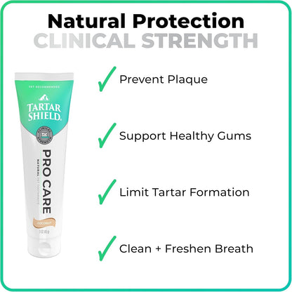 Tartar Shield® Pro Care Dog & Cat Toothpaste, VOHC Accepted, 3 Oz. | Clinically Proven Plaque, Tartar & Halitosis Reduction | Human-Grade Natural Ingredients | Coconut Flavor | Made in the USA4
