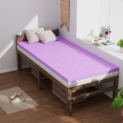 3 Inch Cooling Memory Foam Mattress Topper Twin XL, Gel Ventilated Soft Pressure Relief Mattress Pad, Breathable Bed Topper for Bedroom, RV and Sleeper Sofa, Certipur-Us Certified, Purple1