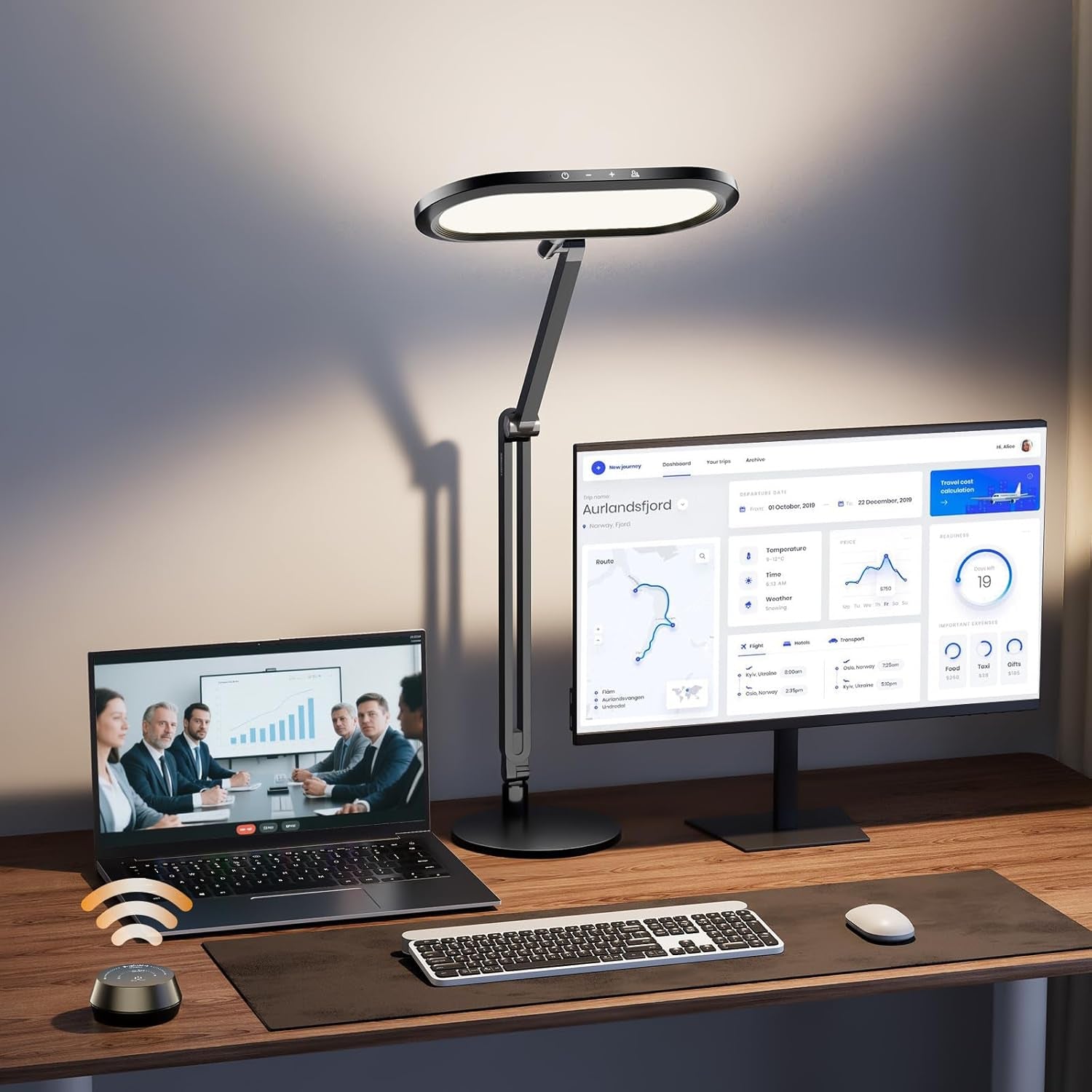 premium-led-desk-lamp-dual-sided-soft-lighting-with-knob-remote-eye-caring-diffused-light-for-home-office-video-conferencing-zoom-reading-study-craft-stepless-dimming-color-memory