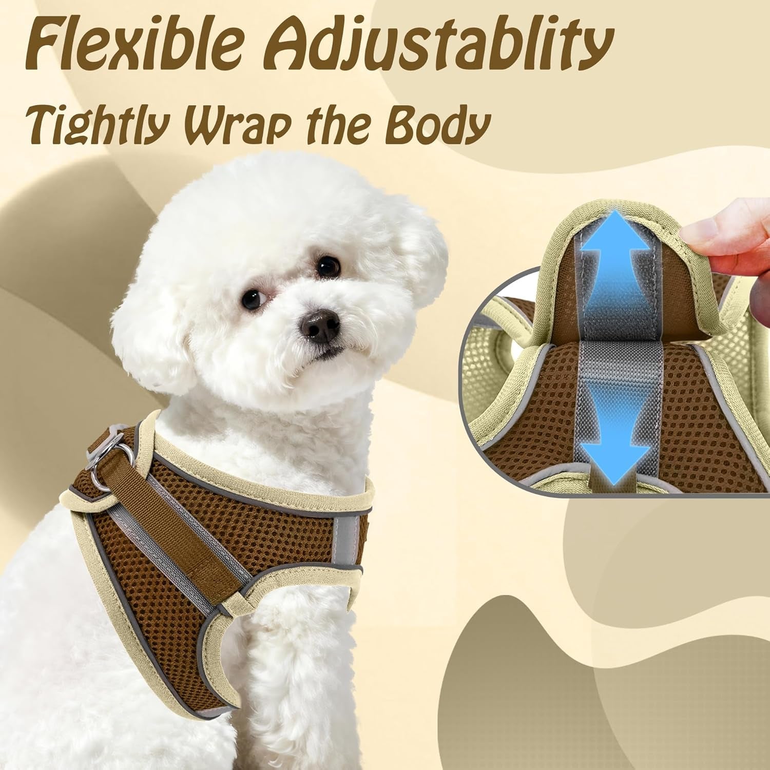 aiitle-no-pull-dog-harness-and-leash-set-step-in-adjustable-dog-harness-with-padded-vest-for-all-weather-dog-leash-with-soft-padded-handle-easy-to-put-on-small-and-medium-dogs-beige-s