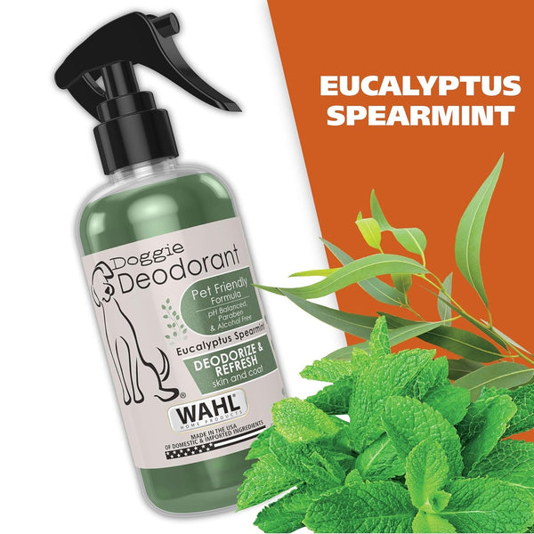 Wahl USA Pet Deodorant Spray for Dogs, Eucalyptus Spearmint, 8 Oz | Deodorize and Refresh Yours Dogs Coat and Skin between Baths for a Clean-Smelling Pet – Model 820011A5