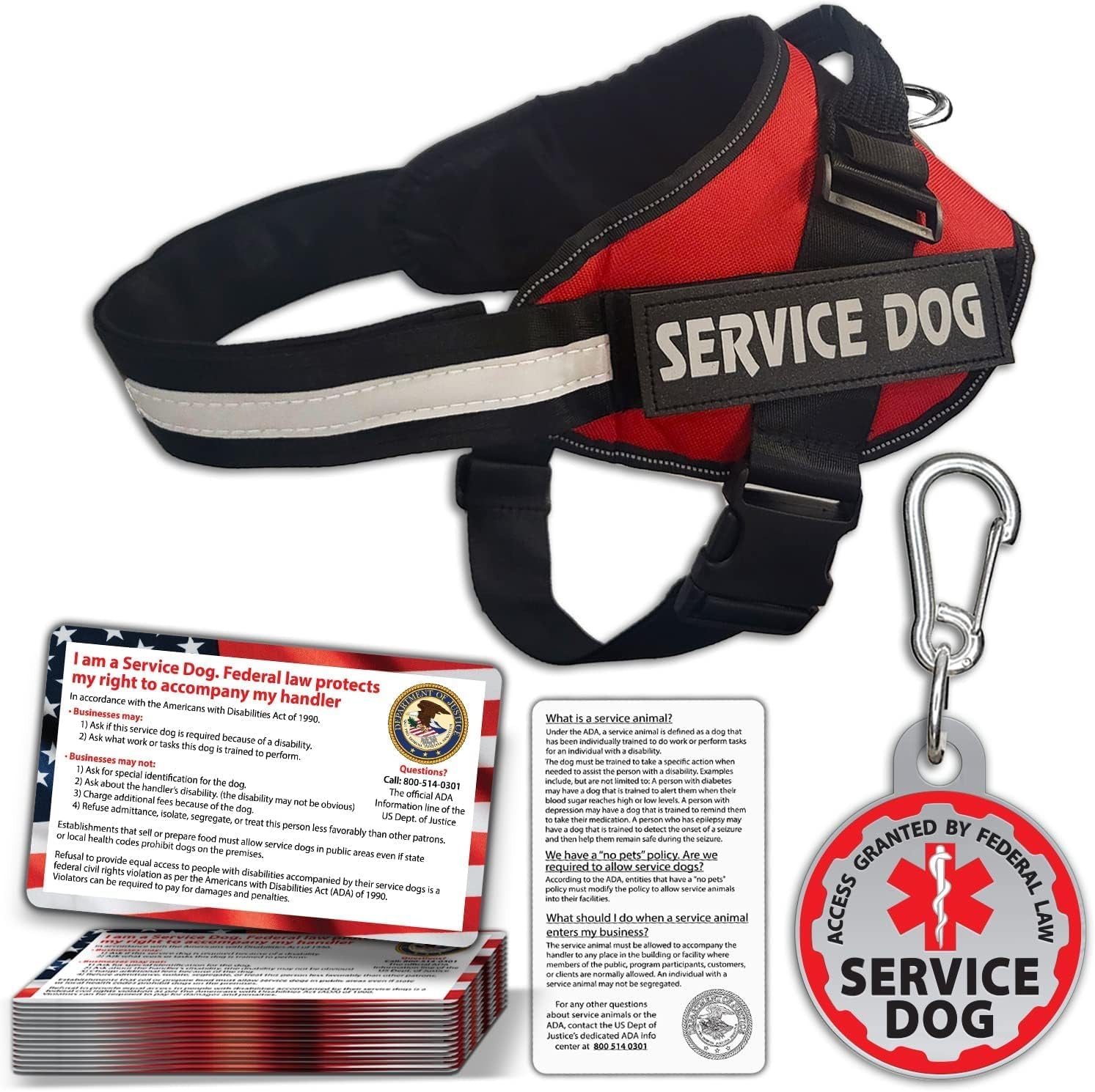 service-dog-vest-id-tag-50-ada-information-cards-harness-with-patchs-m-medium-chest-21-5-26-inch-durable-metal-tag-2-sided-service-animal-cards-esa-accessory-set