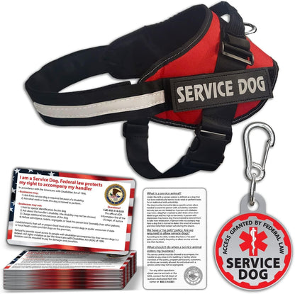 Service Dog Vest, ID Tag 50 ADA Information Cards - Harness with Patchs - M | MEDIUM (Chest: 21.5 - 26 Inch) Durable Metal Tag, 2-Sided Service Animal Cards. ESA Accessory Set9