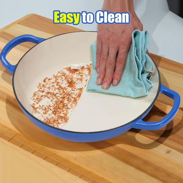 6QT Enameled Cast Iron Dutch Oven for Bread Baking – Sourdough Starter Kit with Cotton Basket, Bread Sling, Lame, Brush & Handle Cover – Multi-Purpose Pot for Baking, Frying, Braising – Blue8
