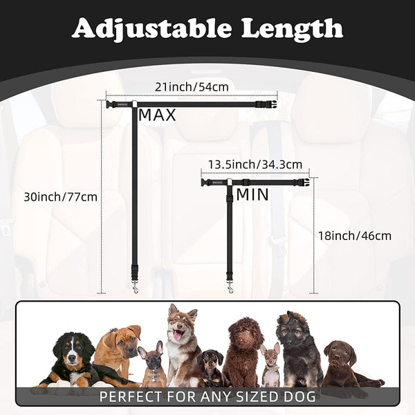BWOGUE 2 Pack Dog Seat Belt for Car, Headrest Restraint Safety Leads | Headrest Loop for Car Travel, 18-30 in Adjustable, 2-In-1 Seat Belt and Leash, 2 Pack for Dogs and Cats, Use with Dog Harness4