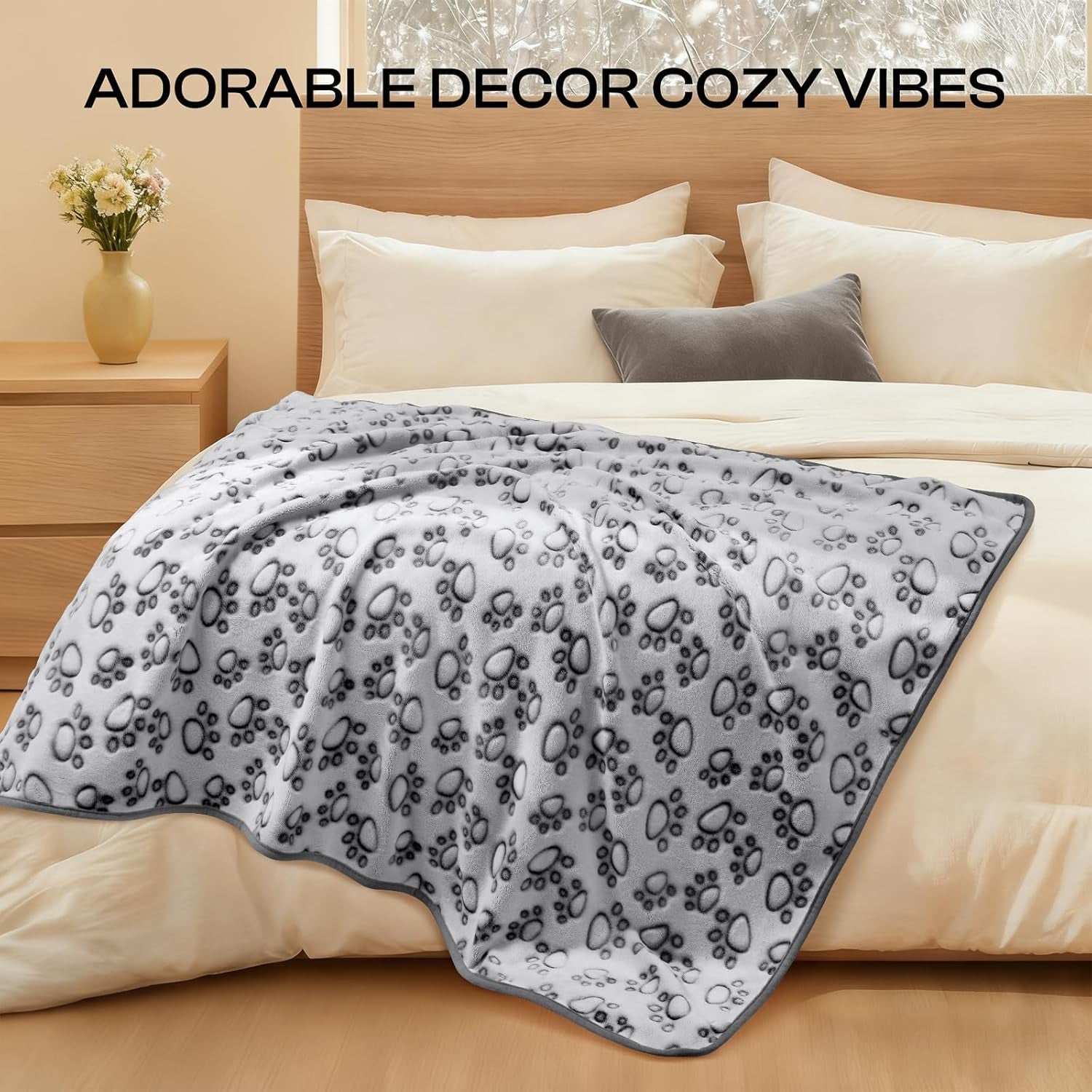 luciphia-fluffy-paw-print-dog-blanket-large-medium-small-soft-fleece-throw-300gsm-cozy-blanket-for-crate-couch-car-bed-a-puppy-cat-essential-and-dog-gift-for-pet-parents-grey-30x20