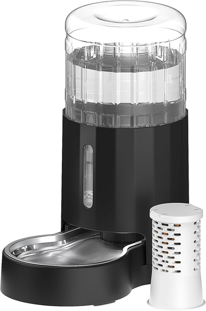 CZPET Dog Water Bowl Dispenser 5L, Wider Mouth Gravity Refilling (Black) | Automatic Cat Waterer with Removable Stainless Steel Bowl, Upgraded Brush, Easy Cleaning, Large Drinking Area for Multi-Pet10