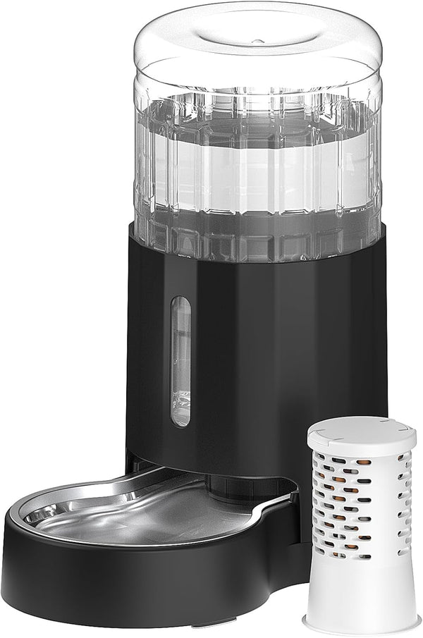 CZPET Dog Water Bowl Dispenser 5L, Wider Mouth Gravity Refilling (Black) | Automatic Cat Waterer with Removable Stainless Steel Bowl, Upgraded Brush, Easy Cleaning, Large Drinking Area for Multi-Pet10
