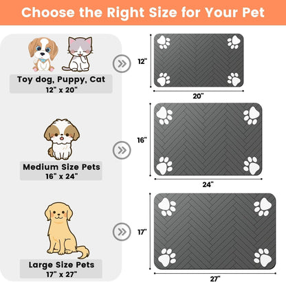 Pet Feeding Mat-Absorbent Pet Placemat for Food and Water Bowl, with Waterproof Rubber Backing, Quick Dry Water Dispenser Mat for Dog and Cat (20"X12", Striped Dark Gray)6