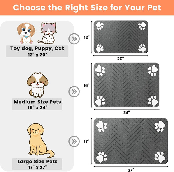 Pet Feeding Mat-Absorbent Pet Placemat for Food and Water Bowl, with Waterproof Rubber Backing, Quick Dry Water Dispenser Mat for Dog and Cat (20"X12", Striped Dark Gray)6