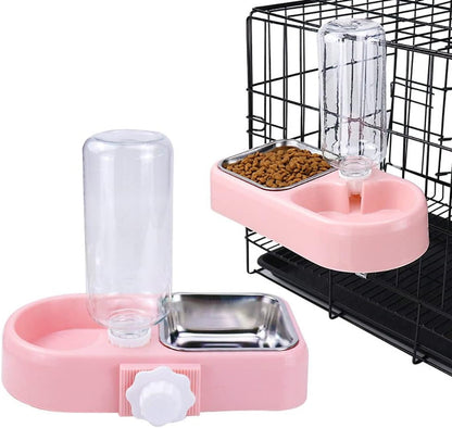 Love Dream Crate Dog Bowl, No Spill Kennel Hanging Pet Food Water Bowl Set | Automatic Water Dispenser and Removable Stainless Steel Bowls Raised Double Bowls for Indoor Cats, Rabbit, Small Medium Dogs8