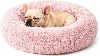 Calming Donut Dog and Cat Bed for Indoor Cats, Anti-Anxiety round Fluffy Soft Washable Small Pet Bed for Puppy and Kitten, Warming Comfortable Luxury Anti-Slip Waterproof Mute Base 20In Gray8