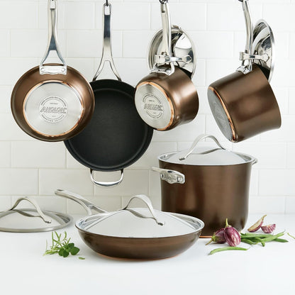 83852 Nouvelle Copper Hard Anodized Nonstick Cookware Set / Pots and Pans Set - 11 Piece, Brown2