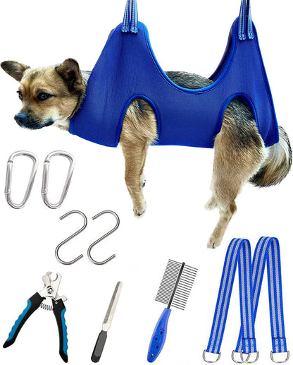 Kkiimatt 10 in 1 Pet Grooming Hammock Harness with Nail Clippers/Trimmer, Nail File, Dog Hammock/Grooming Sling for Nail Trimming/Clipping10
