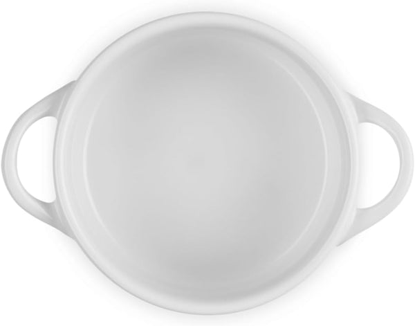 Le Creuset Stoneware Classic round Mini Cocotte, 8 Oz., White with Hearts | Mon Coeur Collection3