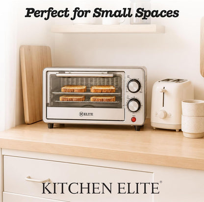Toaster Oven, Compact Countertop Appliance with Bake Tray, Wire Rack, Adjustable Timer, and Temperature Control, Black7