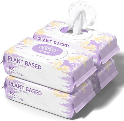 IMMHABI 400 Count Lick-Safe Dog Wipes, Lavender Plant-Based Hypoallergenic Dog Wipes for Paws, Butt, and Anal Gland Care, Cleansing & Deodorizing for Puppies1