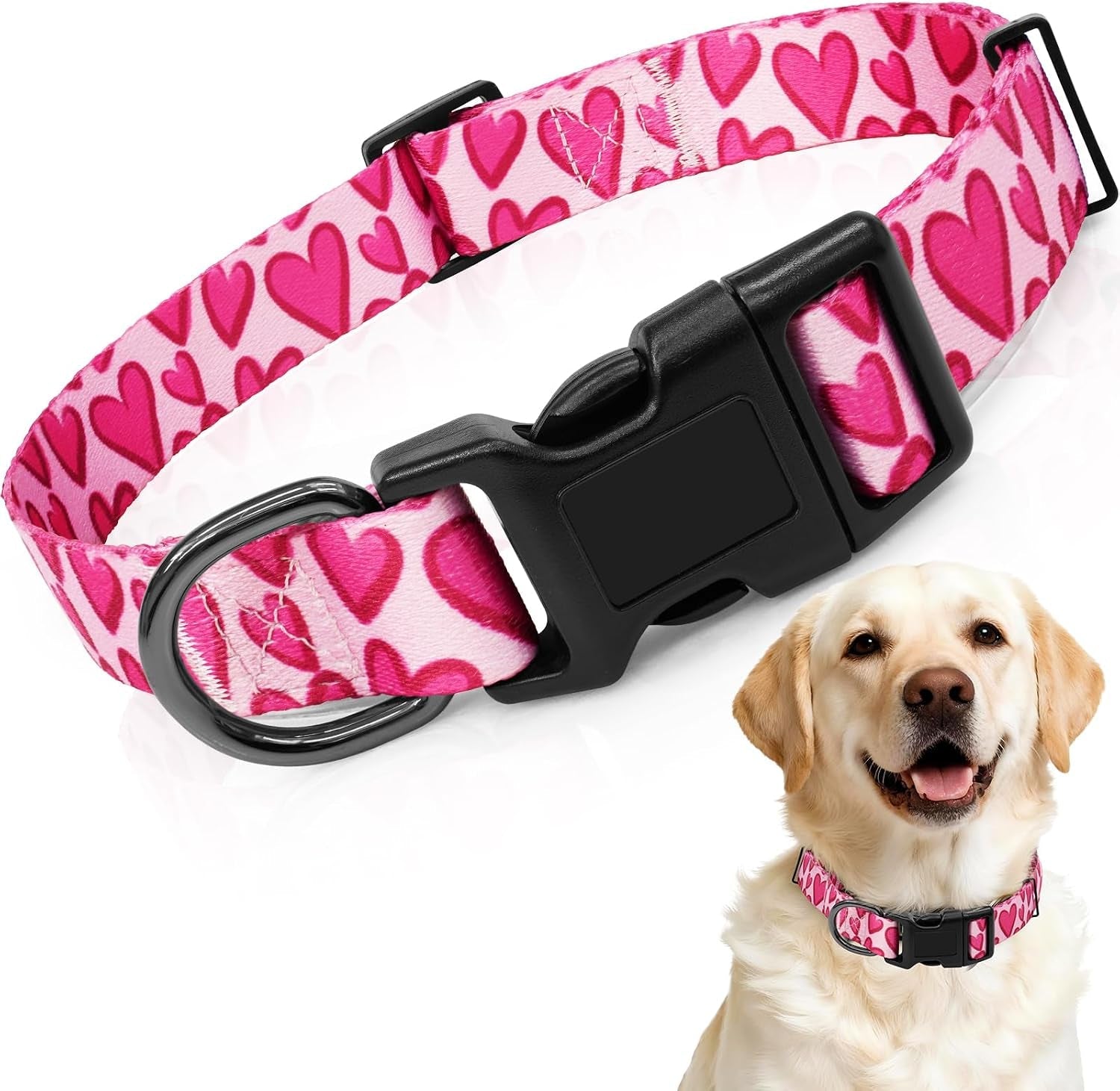 kazazoo-dog-collar-cute-and-soft-nylon-puppy-collar-girl-dogs-adjustable-purple-dog-collars-for-medium-dogs-purple-flowers-m