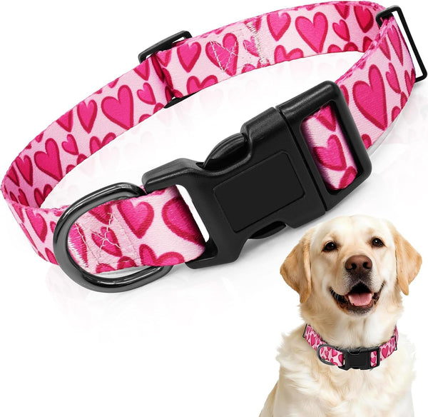 Kazazoo Dog Collar Cute and Soft Nylon Puppy Collar Girl Dogs, Adjustable Purple Dog Collars for Medium Dogs, Purple Flowers-M9
