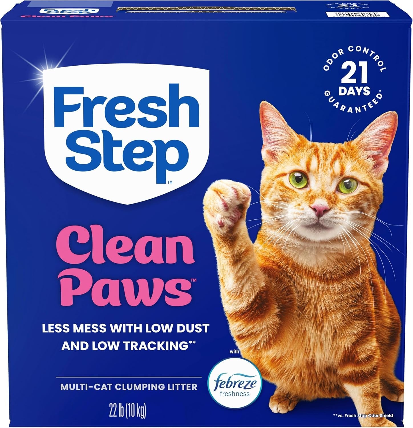 fresh-step-clean-paws-multi-cat-clumping-litter-with-febreze-freshness-ammonia-block-technology-low-tracking-22-lb-box