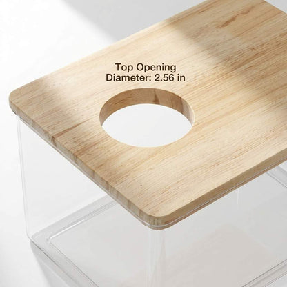 QWORK Hamster Sand Bath Box – Clear Acrylic Habitat Bath with Wooden Lid for Dwarf Hamsters, Digging & Grooming4