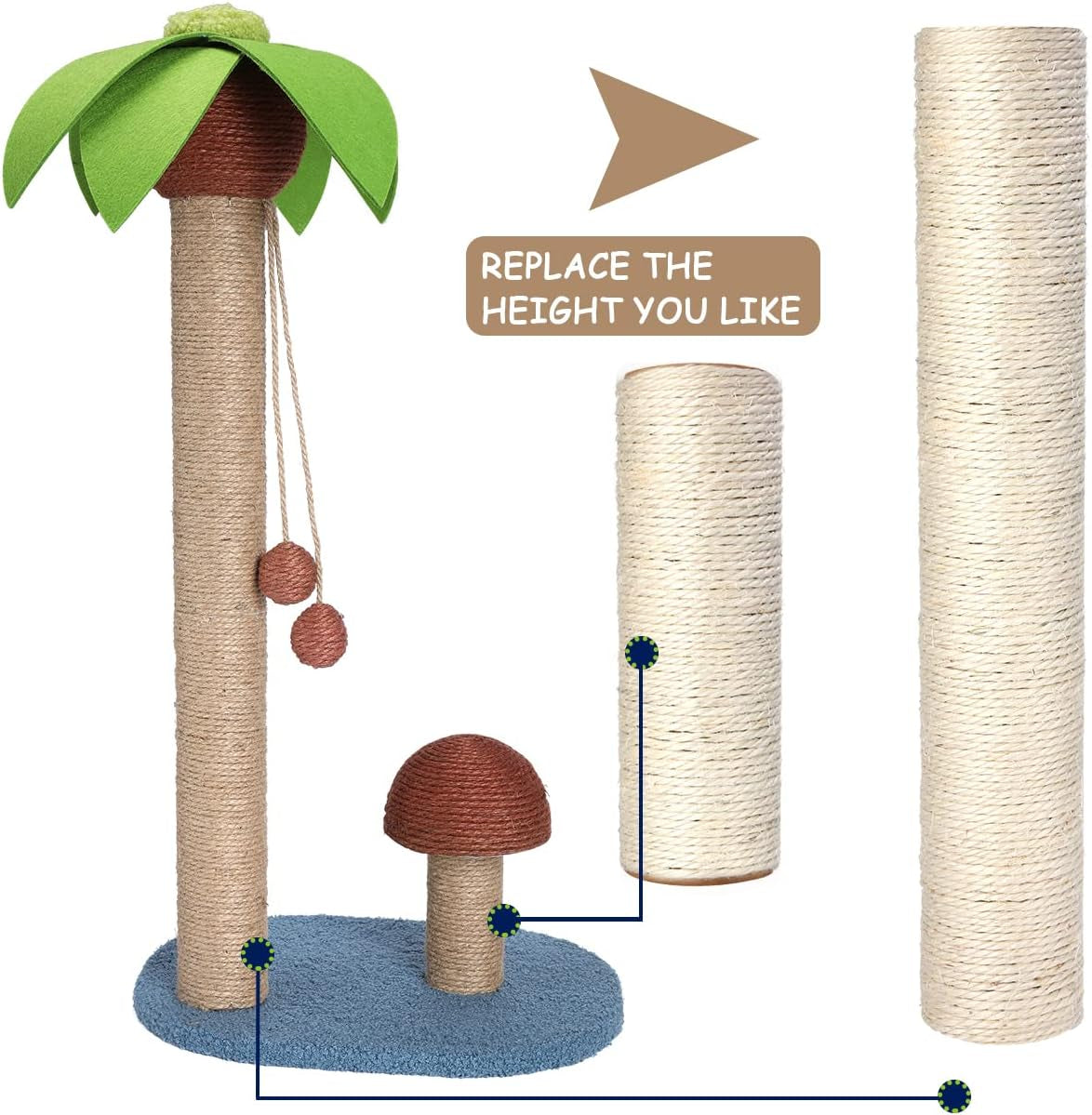 barelove-cat-scratching-post-replacement-4-pieces-cat-scratcher-cat-tree-replacement-parts-15-4-x-2-67-dia-7-87-x-2-67-dianatural-sisal-rope-cat-scratch-posts-include-m8-screws